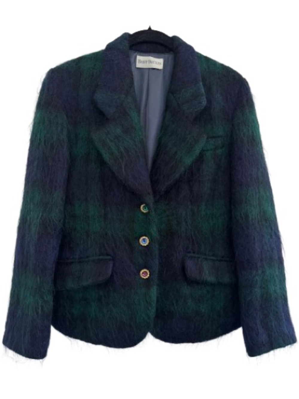 Vintage Barry Bricken Green Blue Mohair Blazer Jacket Fall Dark Academia